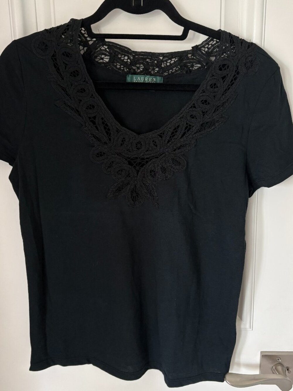 Black Ralph Lauren short sleeve v neck tee